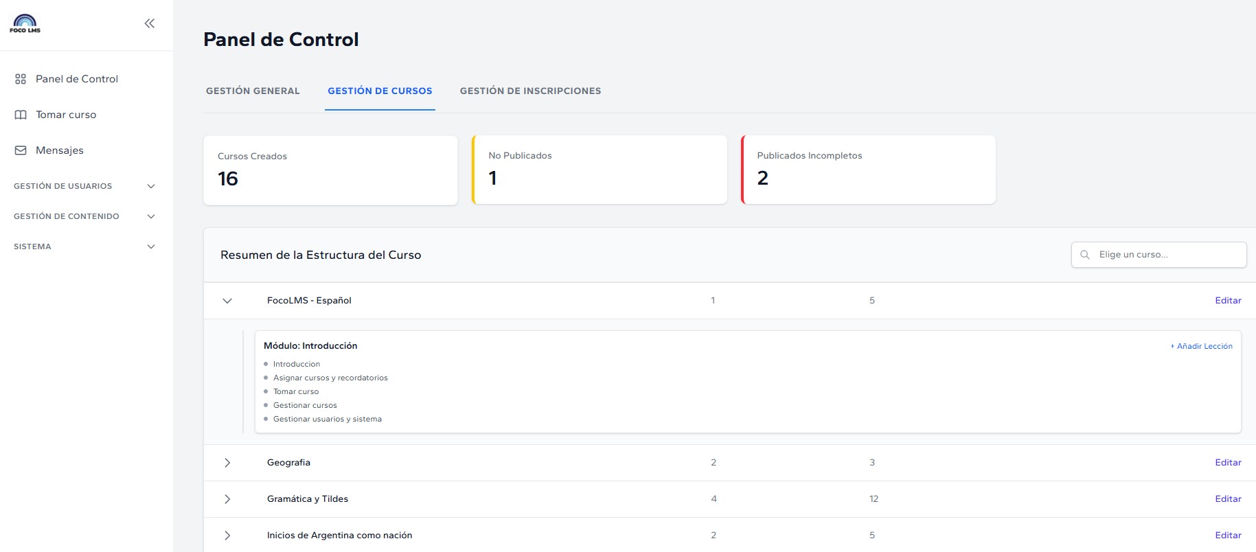 Course Editor Dashboard